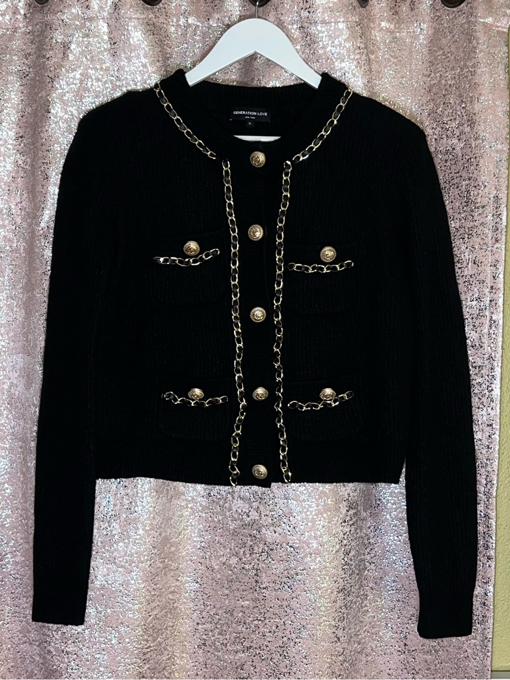 Generation Love Black Selma Chain Cardigan